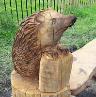 Herbie the Hedgehog - wood carved bench 